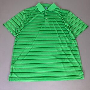 PGA Tour Performance Golf Polo Shirt Men's Size XXL Green‎ Striped Short Sleeve
